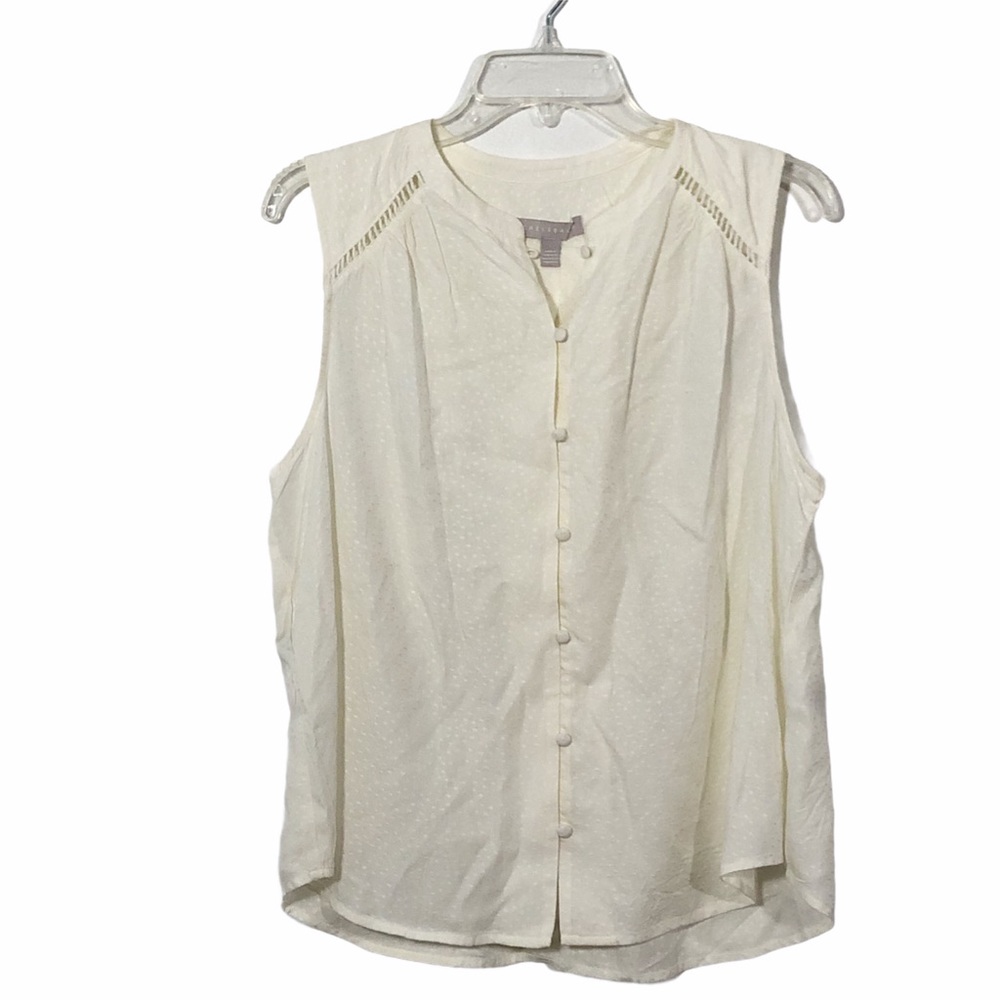 Chelsea28 Button Front Sleeveless Top, Ivory, Sz L